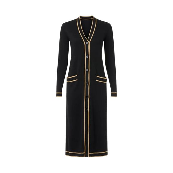 Ralph Lauren Black Long Duster Cardigan Sweater SMALL Prep Cotton Designer $245 - Picture 3 of 9